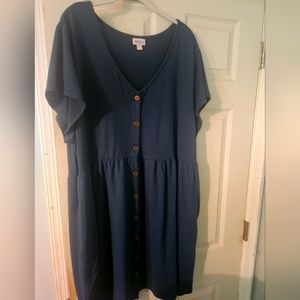 LuLaRoe dark teal Heidi button down dress 3xl thin sweater material plus size